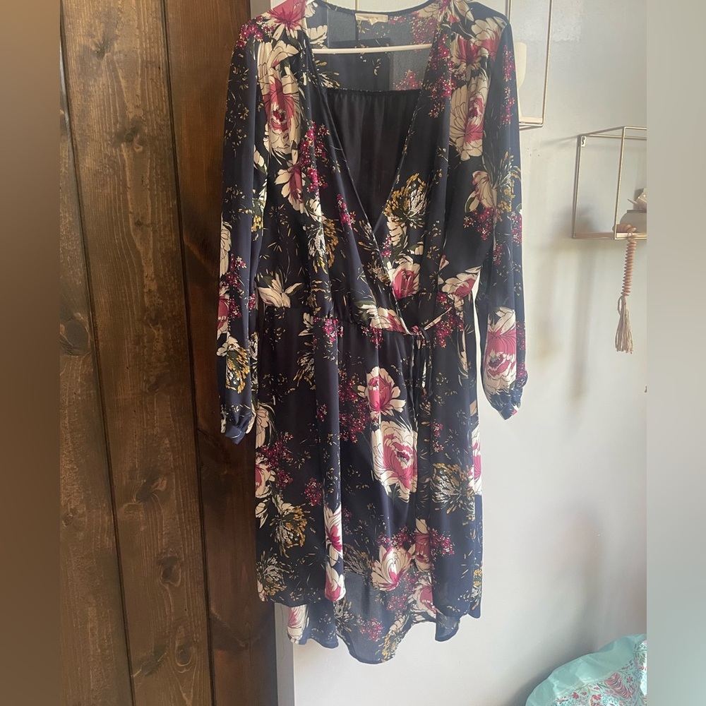 Maurices Navy Floral Long Sleeve Dress